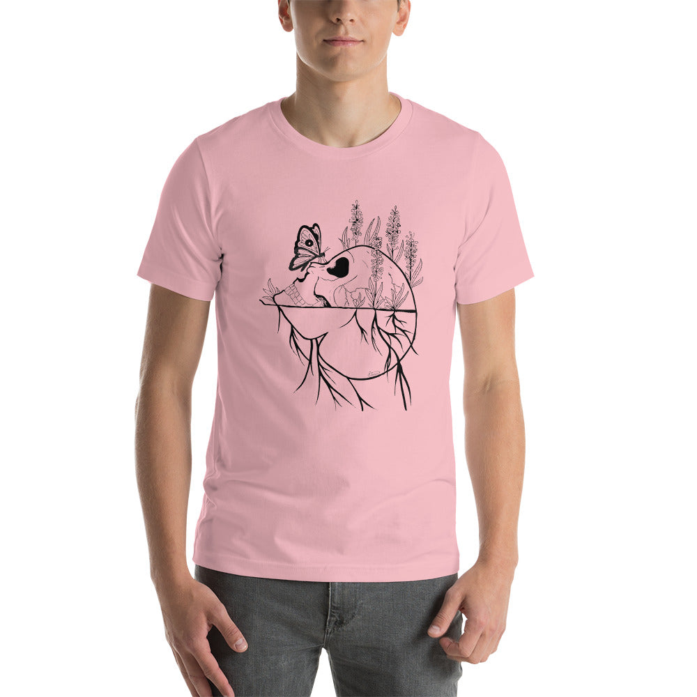 Short-Sleeve Unisex T-Shirt Skull and Butterfly