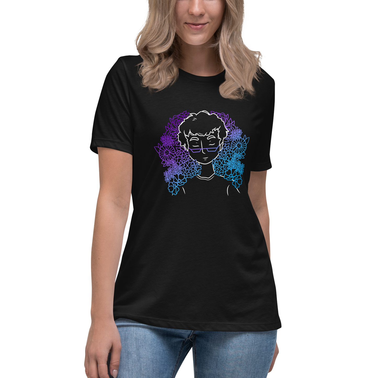 Women's Relaxed T-Shirt Amongst The Flowers (White)
