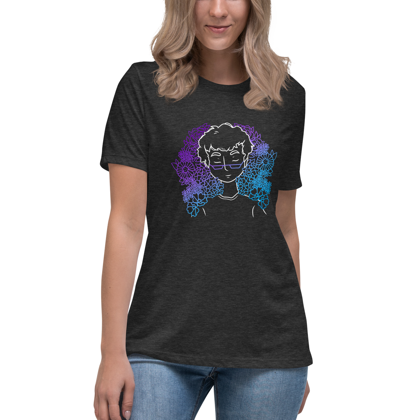 Women's Relaxed T-Shirt Amongst The Flowers (White)