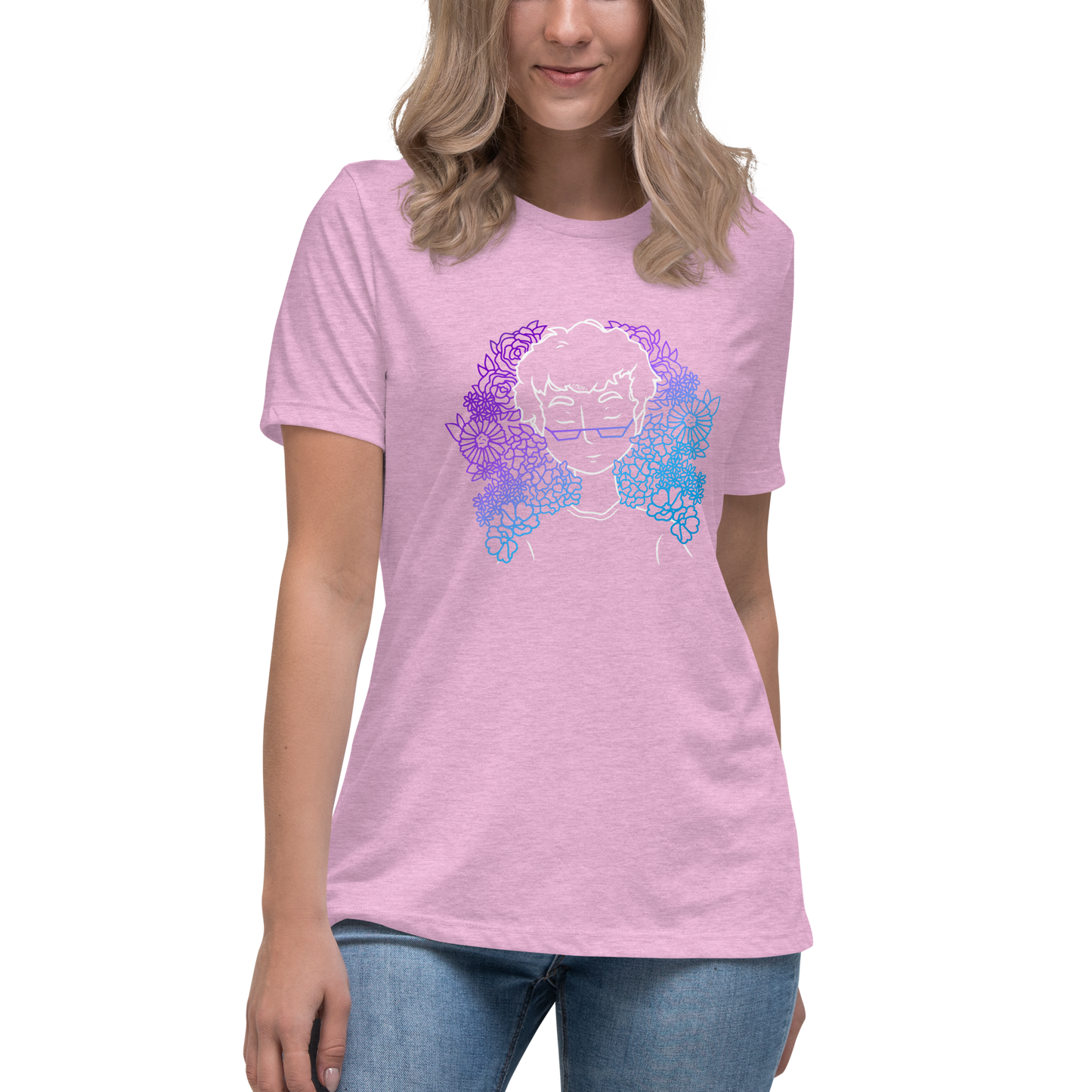 Women's Relaxed T-Shirt Amongst The Flowers (White)