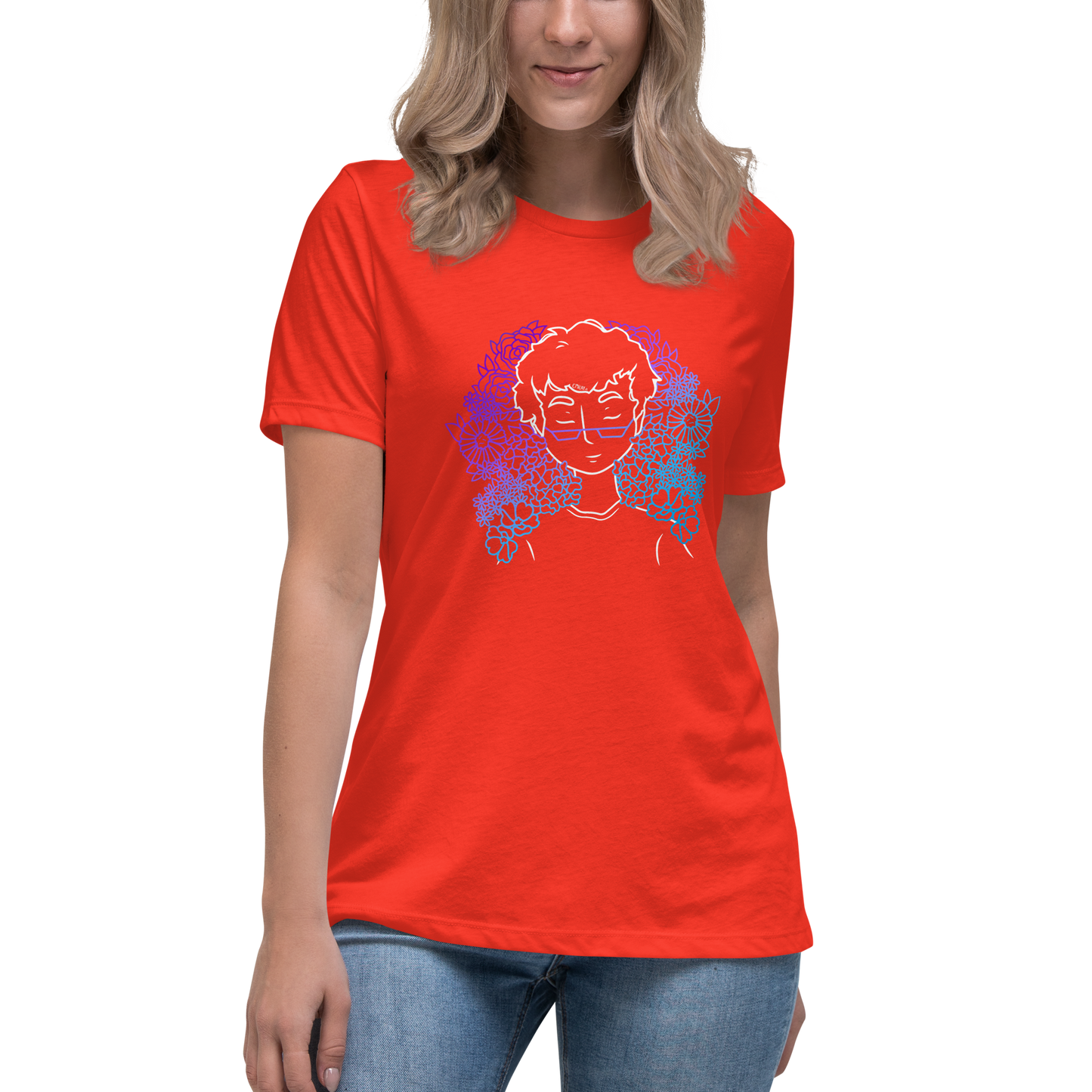 Women's Relaxed T-Shirt Amongst The Flowers (White)