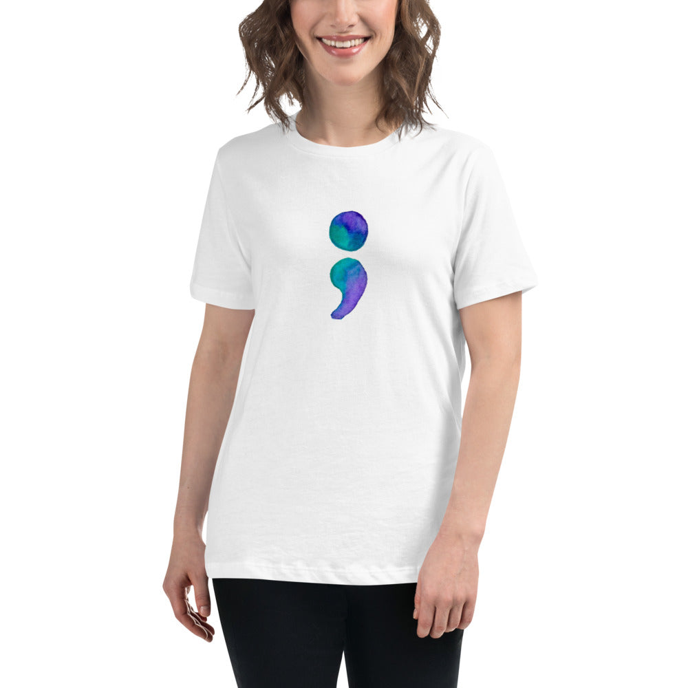 Women's Relaxed T-Shirt Semicolon (Front Design Only)
