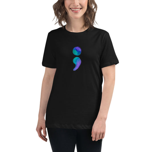 Women's Relaxed T-Shirt Semicolon (Front Design Only)