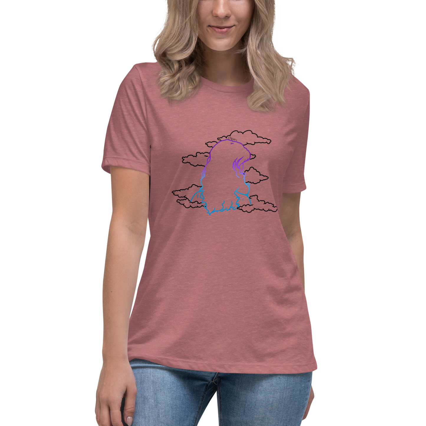 Women's Relaxed T-Shirt In The Clouds (Black)