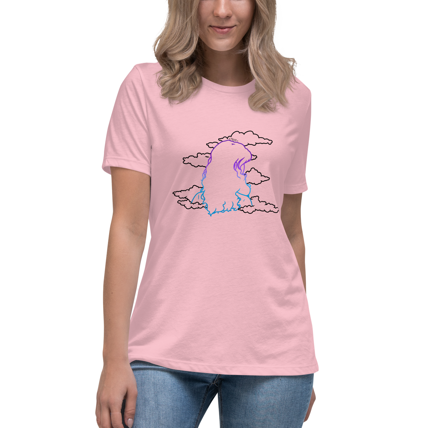 Women's Relaxed T-Shirt In The Clouds (Black)